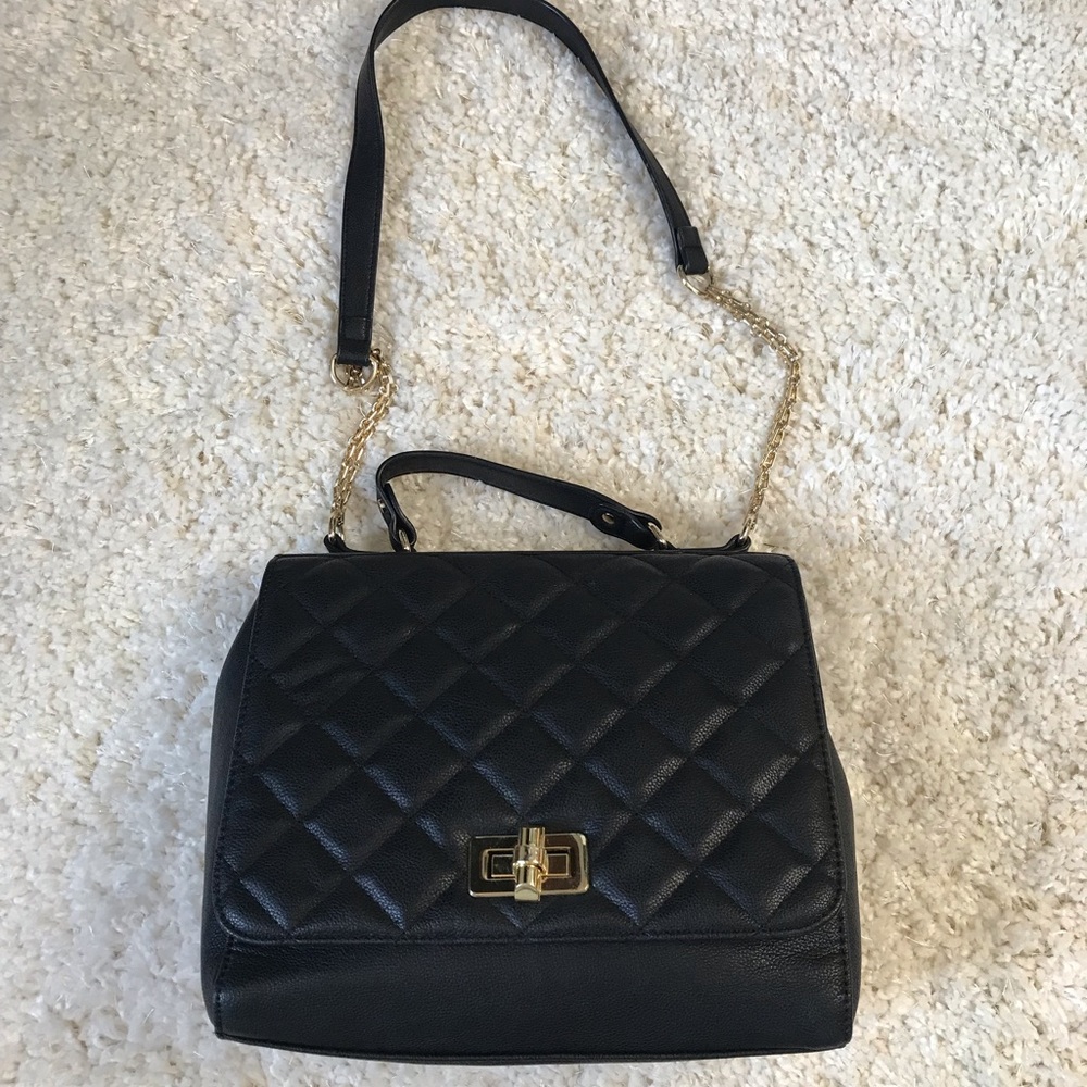 Black Faux Leather Crossbody